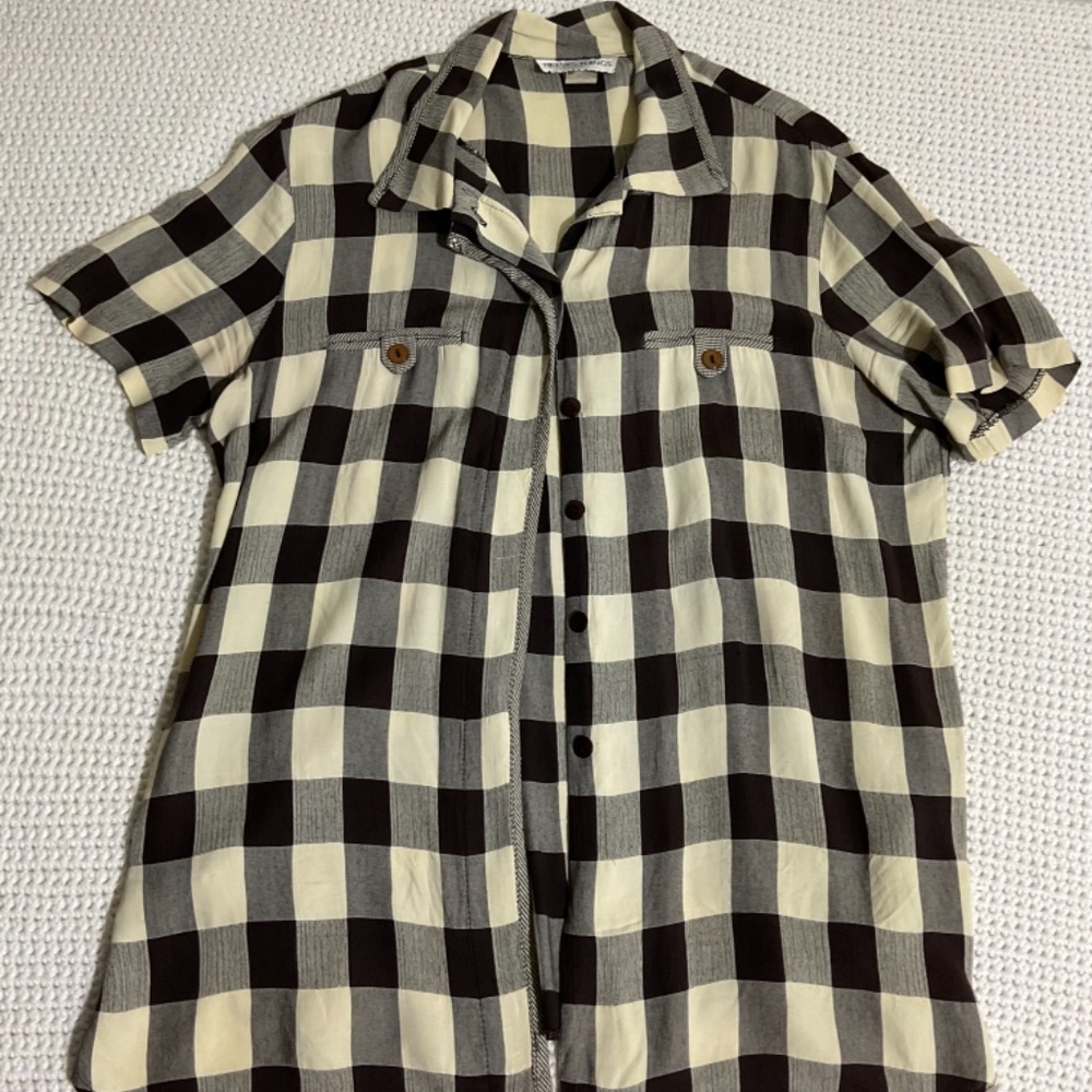 Betsy's things vintage USA women shirt sz 10 plaid Relax fit Oversize button-up